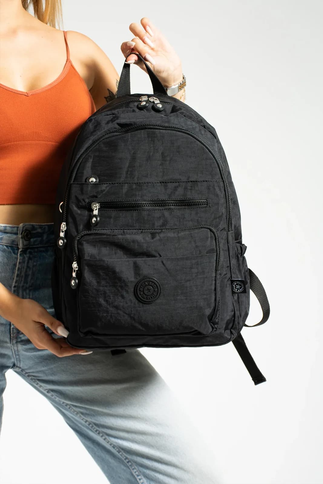 Mega Bag, Suya Dayanıklı Krinkıl Kumaş, Okul Sırt Çantası M2008
